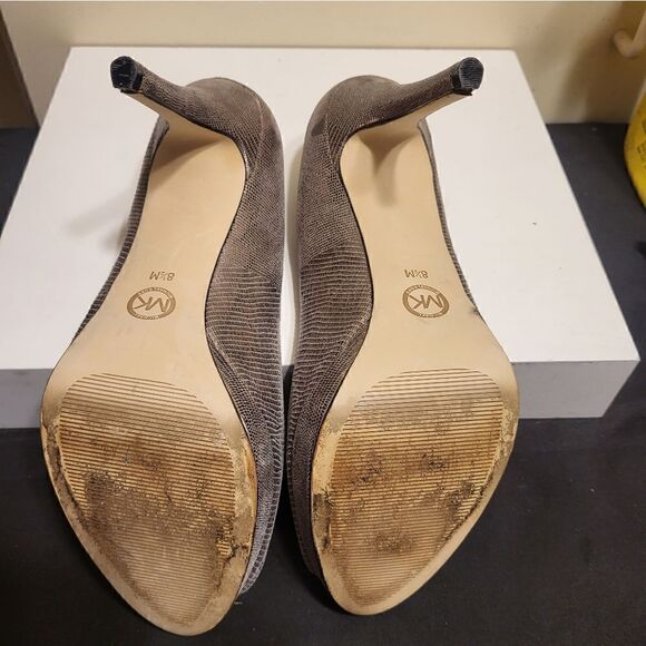 Michael Kors "York" Bronze Metallic Leather Peeptoe Platform Pumps Sz.8.5 $145 - Picture 8 of 9